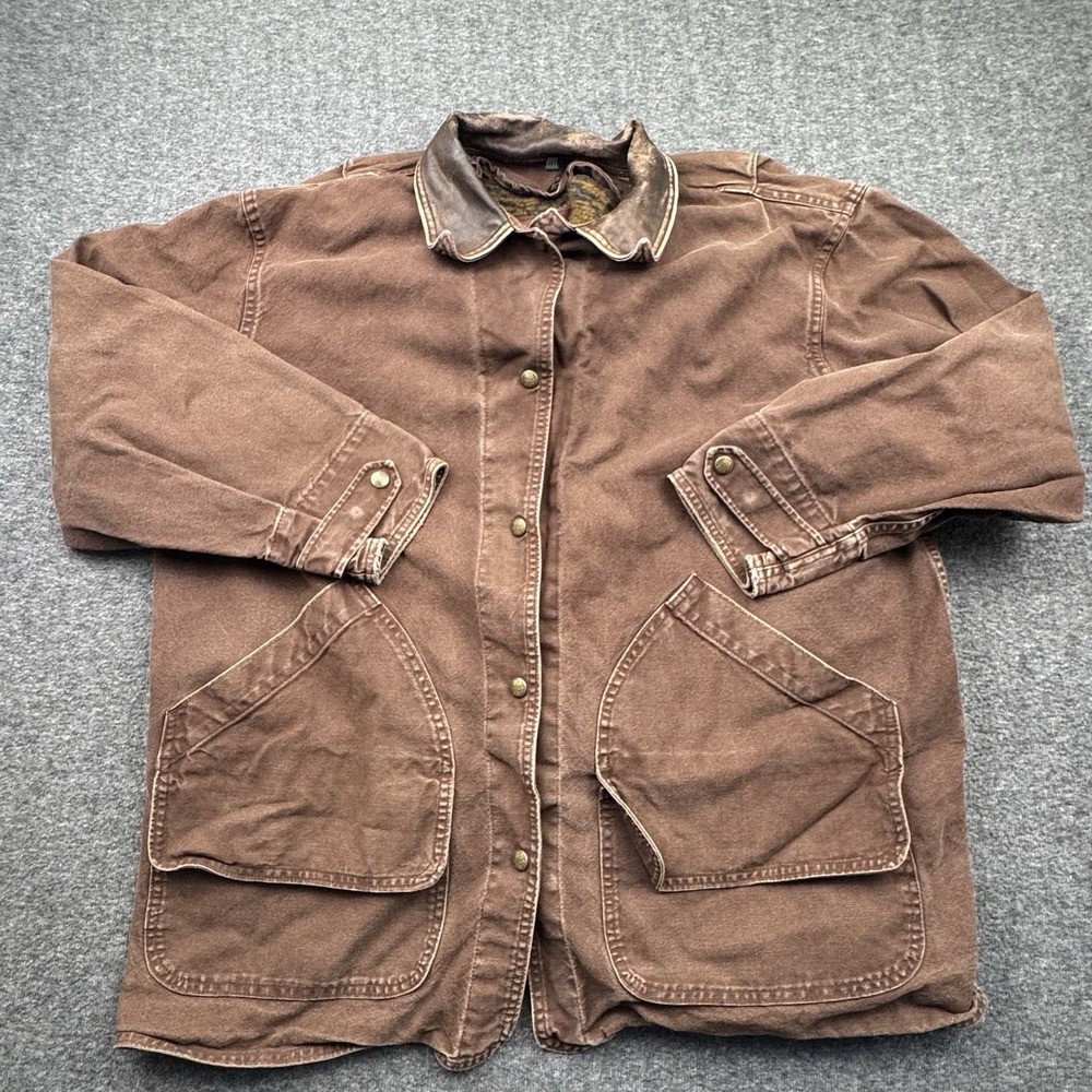 Woolrich Mens XL Chore Barn Coat Wool Liner Aztec Brown Jacket Made USA VTG Work